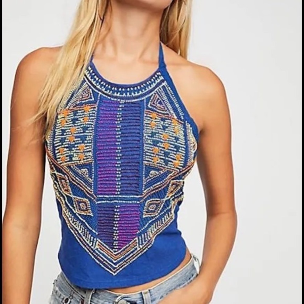Free People Pride Rock Beaded Halter Top